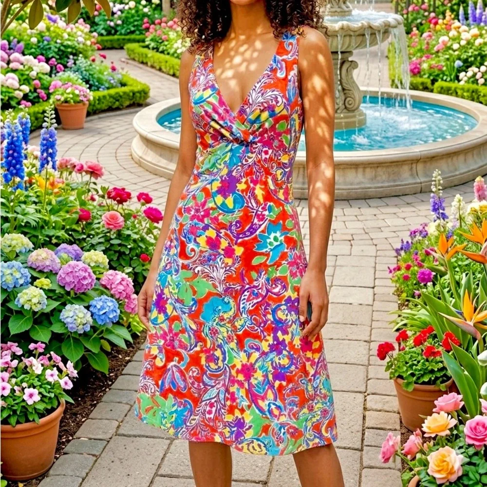 Ralph Lauren Multicolor Floral Paisley V‑Neck Sundress